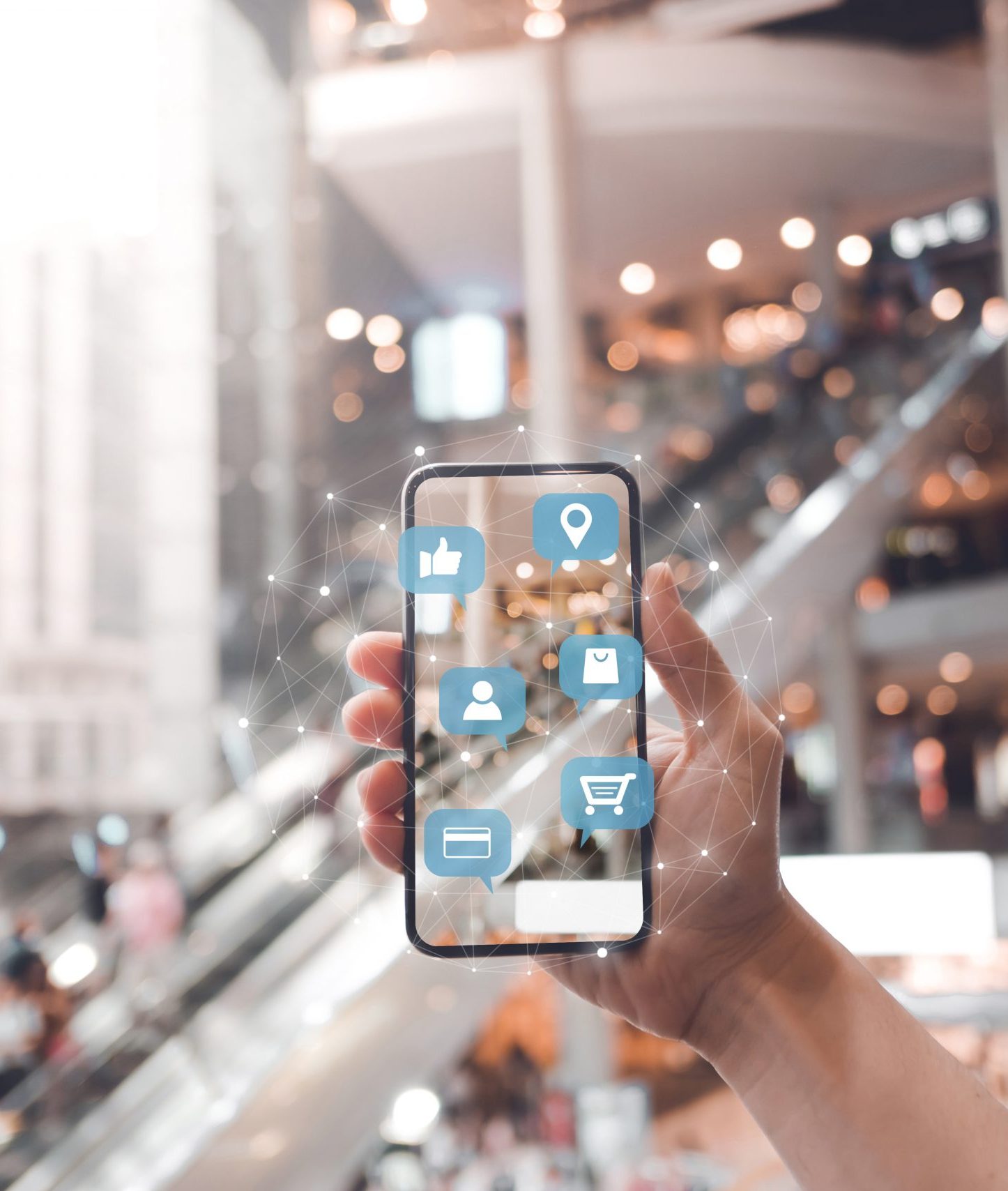 woman using mobile phone in the mall