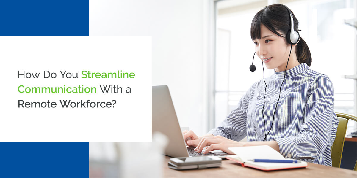 Woman on headset working remote