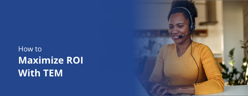 woman with headset learning how to maximize ROI with telecom expense management